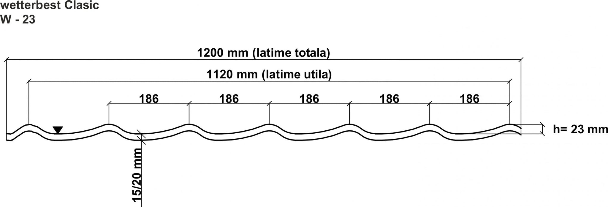 Tablă Wetterbest Clasic 0,45 Lucios Ral 3005 1,19/1,20