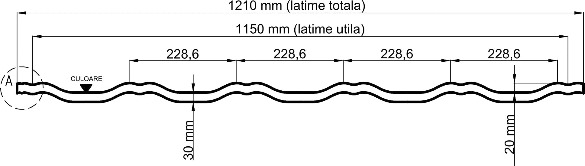 Țiglă Wetterbest Plus 0,5 Mat Ral 8017 3,23/1,21